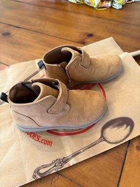 Cat & Jack Tan Suede Hook-and-Loop Kids Ankle Boots
